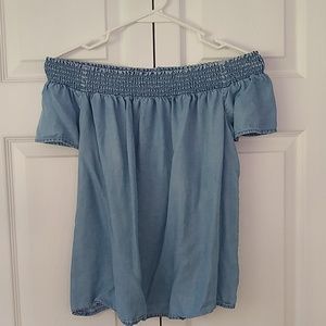 Old Navy Denim Off the Shoulder Stretch Top